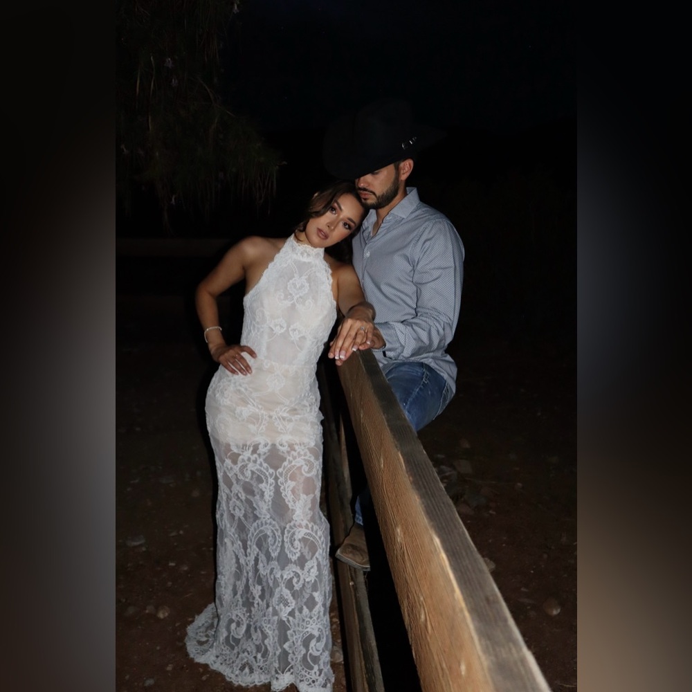 Selling my gorgeous engagement shoot halter lace dress custome made
